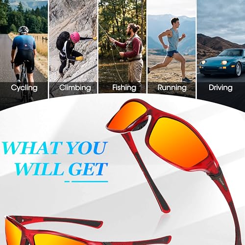 Image of Frienda 6 Pack Polarized Sport Sunglasses for Men Multipack Fit over Glasses Pack Lot Set Men's Sport Fishing Eyeglasses