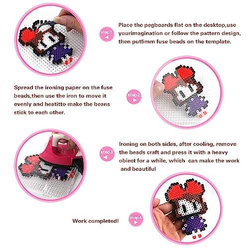 4Pcs 5Mm Large Square Fuse Bead Nail Board Board Tray Equipped With 5 Ironing Sheets, 1 Tweezers, 6 Bead Boards Of Different Shapes, 10 Color Cards, 2 Keychains, 2 Lifting Ropes, For Children's Diy #TOP3