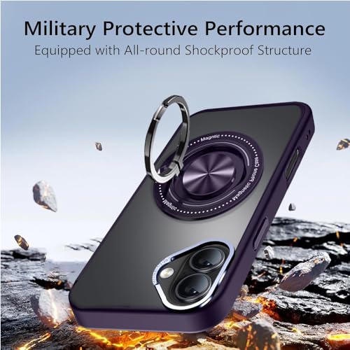 Image of KARWAN️360 Degree Stand with Mag-Safe Case with N52 Strong Magnets Mag-Safe Phone case Cover for iPhone 16 || Mobile Back Cover for iPhone 16 || Purple