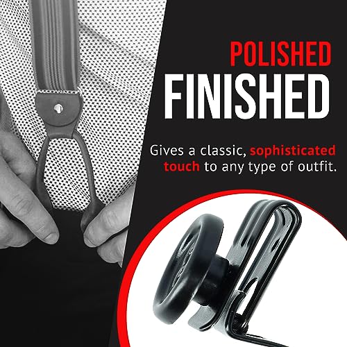 Image of HOLD'EM Tuxedo Button Suspenders for Men - Mens Dress Suspenders Formal | 100% Genuine Leather | Made in USA | Regular & Tall