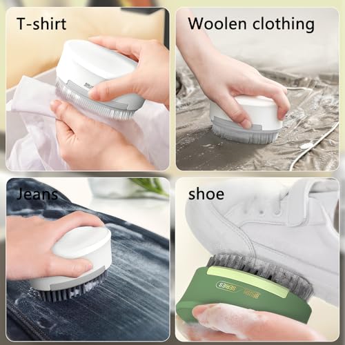 Image of Double-Side Soft Bristle Silicone Laundry Stain Brush - Scrub Brush for Cleaning Clothes, Shoes, Hats, Fine Fabrics