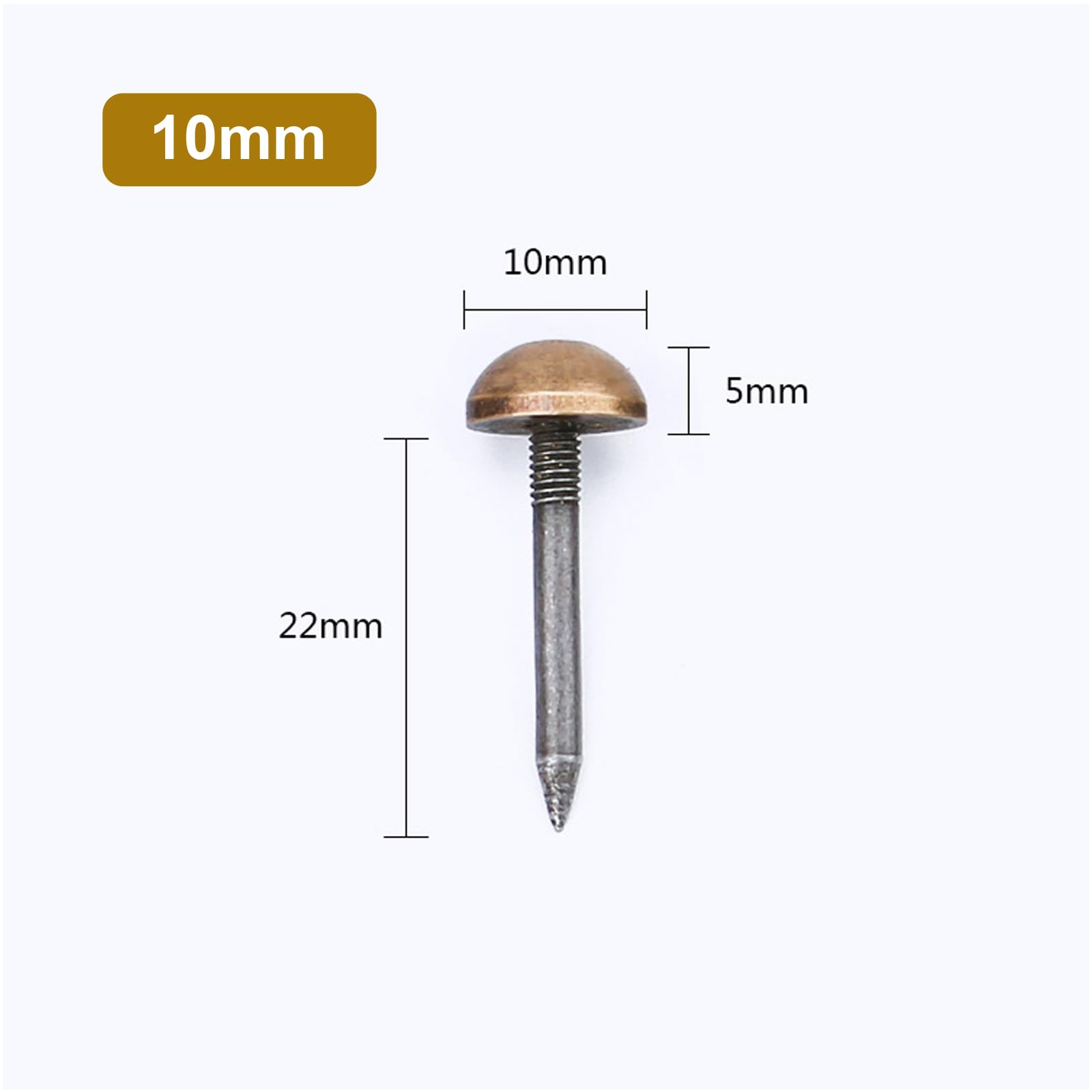 Leliafleury 10Pcs Upholstery Tacks Brass Furniture Tacks Nails Decorative Thumb Tacks Furniture Nails Pins Stud Tacks Push Pins for Wood Sofa Chair Bed (10 x 27mm - Image 2