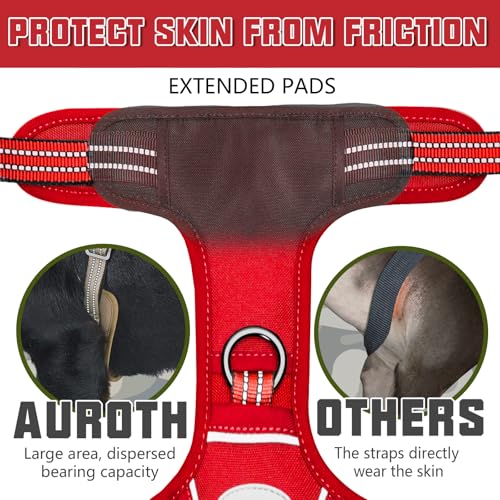 Image of AUROTH Tactical Dog Harness for Large Dogs No Pull Adjustable Pet Harness Reflective K9 Working Training Easy Control Pet Vest Military Service Dog Harnesses Red S