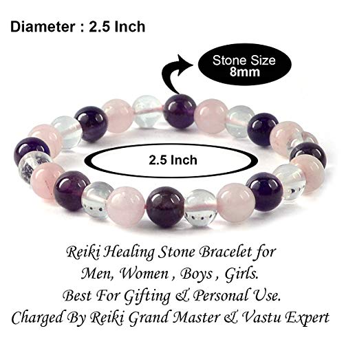 Image of Reiki Crystal Products Natural Crystal Stone 8 mm Round Bead Bracelet for Men & Women | Stretchable Gemstone Bracelet for Meditation, Yoga, Reiki & Daily Wear