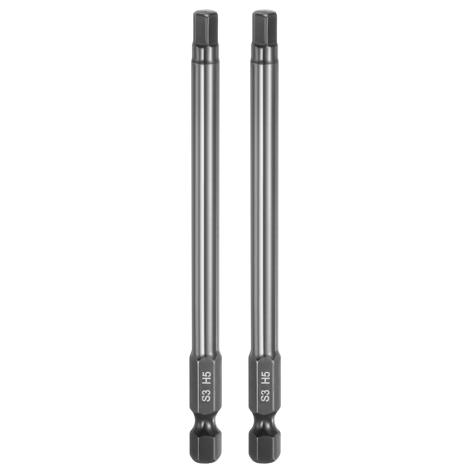 sourcing map 2pcs Flat Hex Head Drill Bit H5 (5mm) Magnetic Tip 1/4" Hex Shank 100mm (4") Long Mirror Polished Metric Hexagonal Screw Driver Screwdriver Bits Wrench Electric Power Tools
