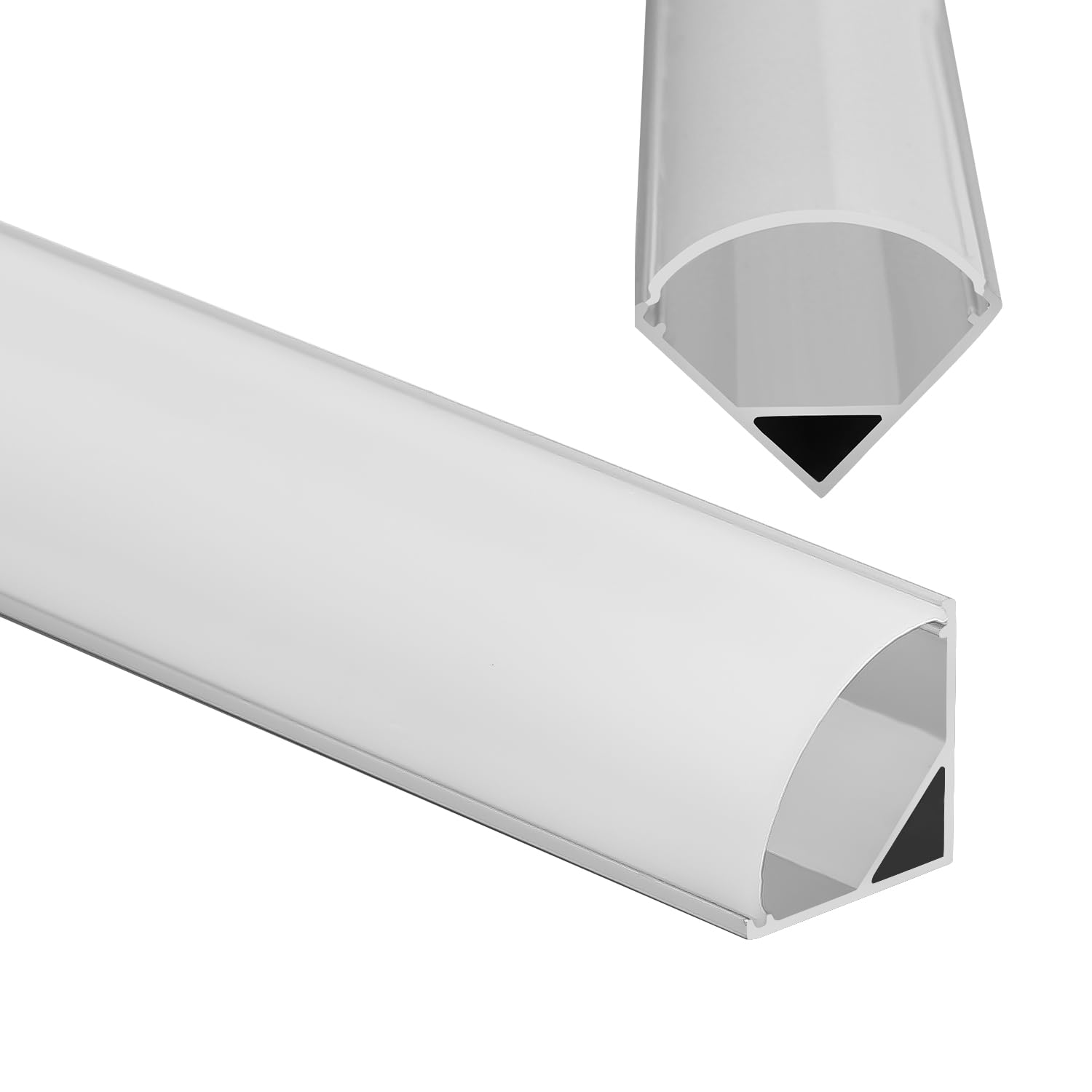Profil aluminiowy LED, 40 x 1 m, profil LED 45 stopni, kształt litery V do taśm LED / taśm/pasków (1-11 mm) z osłoną, w zestawie zaślepki i klipsy montażowe do taśm LED