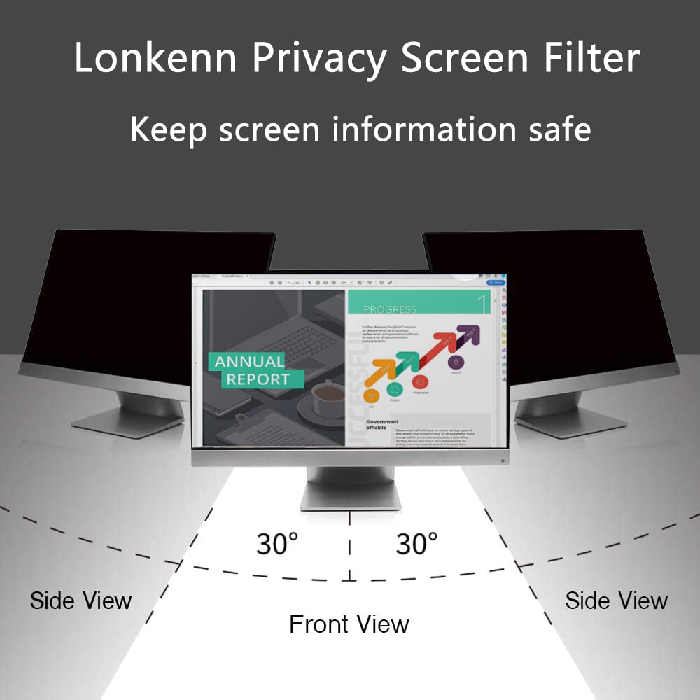 Lonkenn 23.8 Pulgadas Filtro de Privacidad Anti Luz Azul Antirreflectante para Monitor 16:9
