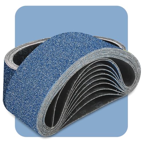 3x21 Inch Sanding Belts 10 Pcs 80 Grits Heavy Duty Belt Sander Zirconia Belt Sander Paper for Wood, Metal, Stainless Steel, Automotive, and Furniture