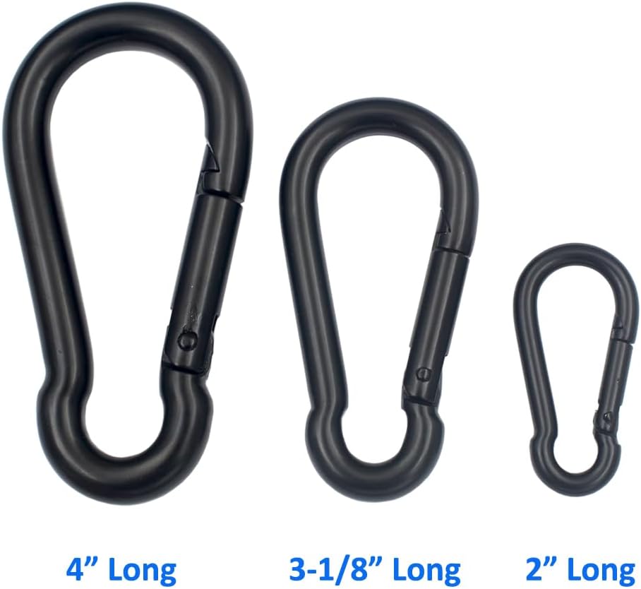 DGOL Black 304 Stainless Steel Outdoor Spring Snap Hook Holding Clips Buckles Fasteners