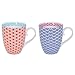 TOKYO design studio Star and Wave 2-częściowy zestaw kubków, porcelana premium, dekoracyjne pudełko na prezent, nadaje się do kuchenki mikrofalowej i zmywarki, każdy 385 ml, niebieski i czerwony