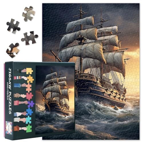 1000 Stück Historische Segelschiff Jigsaw Puzzles Segelboot Schwierige Herausforderung Puzzle Für Erwachsene Als Geschenke Für Familie Party...