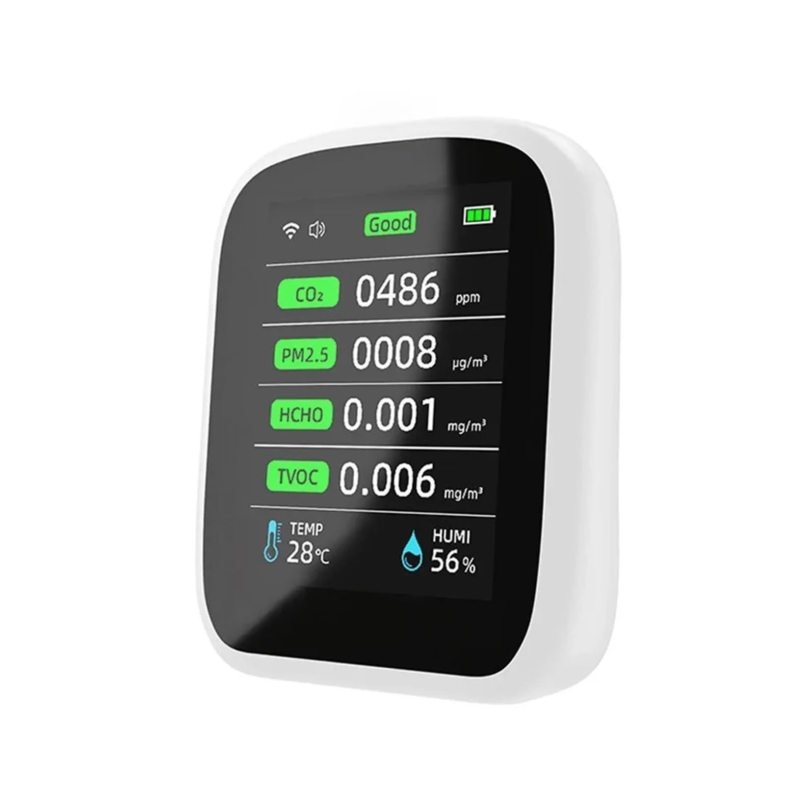 Monitor Jakości Powietrza, WIFI 8 W 1 Monitor Jakości Powietrza CO2 HCHO TVOC PM1.0 PM2.5 PM10 Tester Miernik Temperatury I Wilgotności Detektor Dwutlenku Węgla