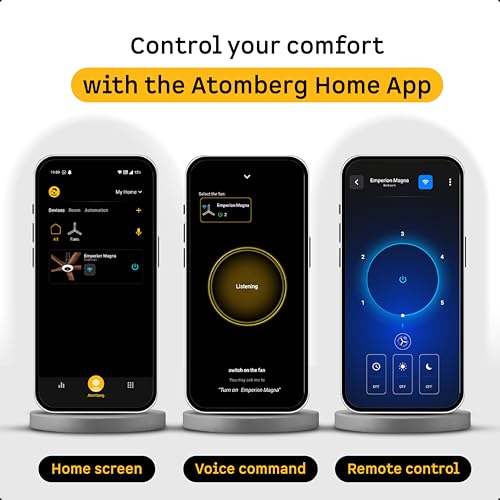 Image of atomberg Emperion Magna Smart 1280mm BLDC Ceiling Fan with Remote | BEE 5 Star | Advance Air+ Technology | Silent Operation | 12W LED Light | 5 Year Warranty | Amberlight Teak