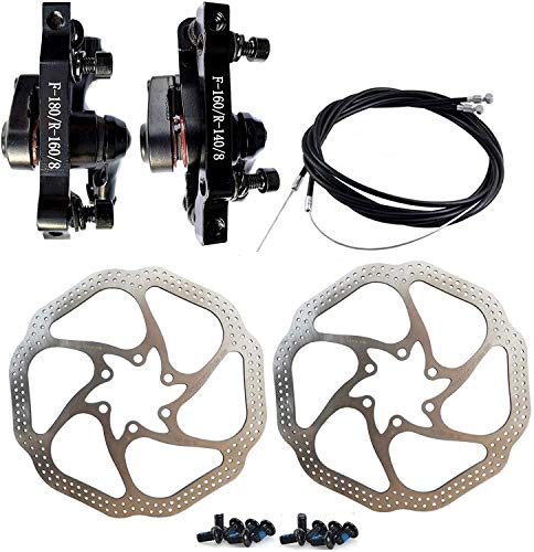 BQSHOP HS1 Bike Disc Brake Kit - Mountain Bicycle Bike Mechanical Front and Rear 160mm Caliper Rotor BB7 BB8 Whit Bolts and Cable (BB8)