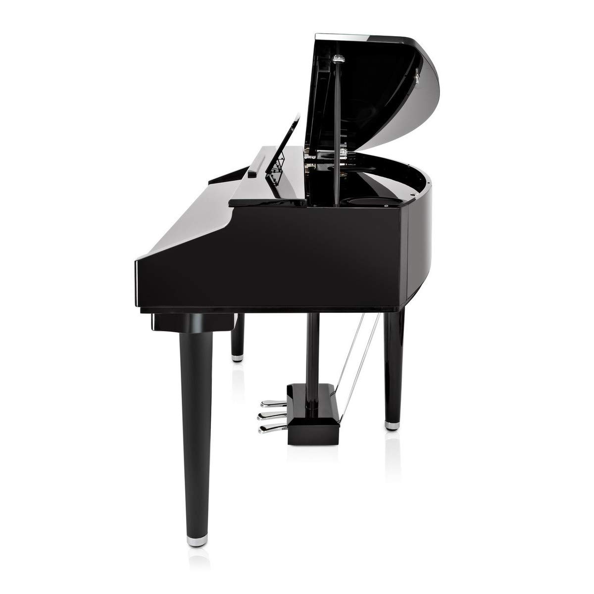 GDP-200 Pianoforte a Coda Digitale con Panca di Gear4music | Costruzione Splendida con Finitura Nera Lucida, 128 Voci Realistiche e Tasti Pesati, Panca da Piano Deluxe Inclusa