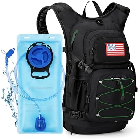 Maelstrom Hydration Backpack, Hiking Backpack with 3L Water Bladder, High Flow Bite Valve Water Backpack Men Women Lightweight Insulation for Hiking, Cycling, Running, Climbing, Camping, Black Cover