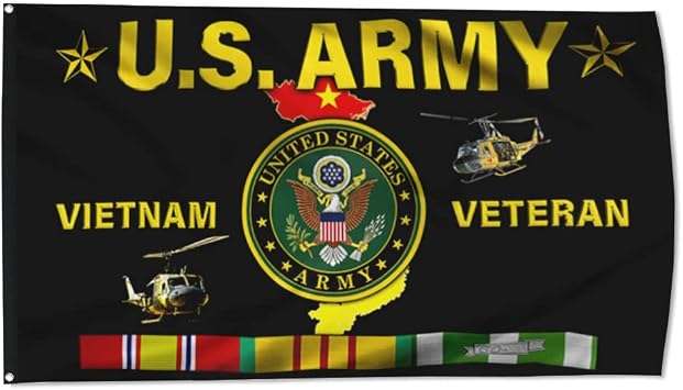 U.S. Army American UNITED STATES Amry Vietnam Veteran Flag - UV Fade Resistant Double Printed and Double Stitched 150D Polyester 3x5ft banner UNITED STATES Amry Veteran