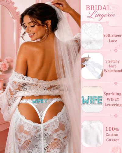 Image of Sexy Underwear for Women Lace Panties Sexy Thong with Funny Rhinestone Letters for Couple Gifts