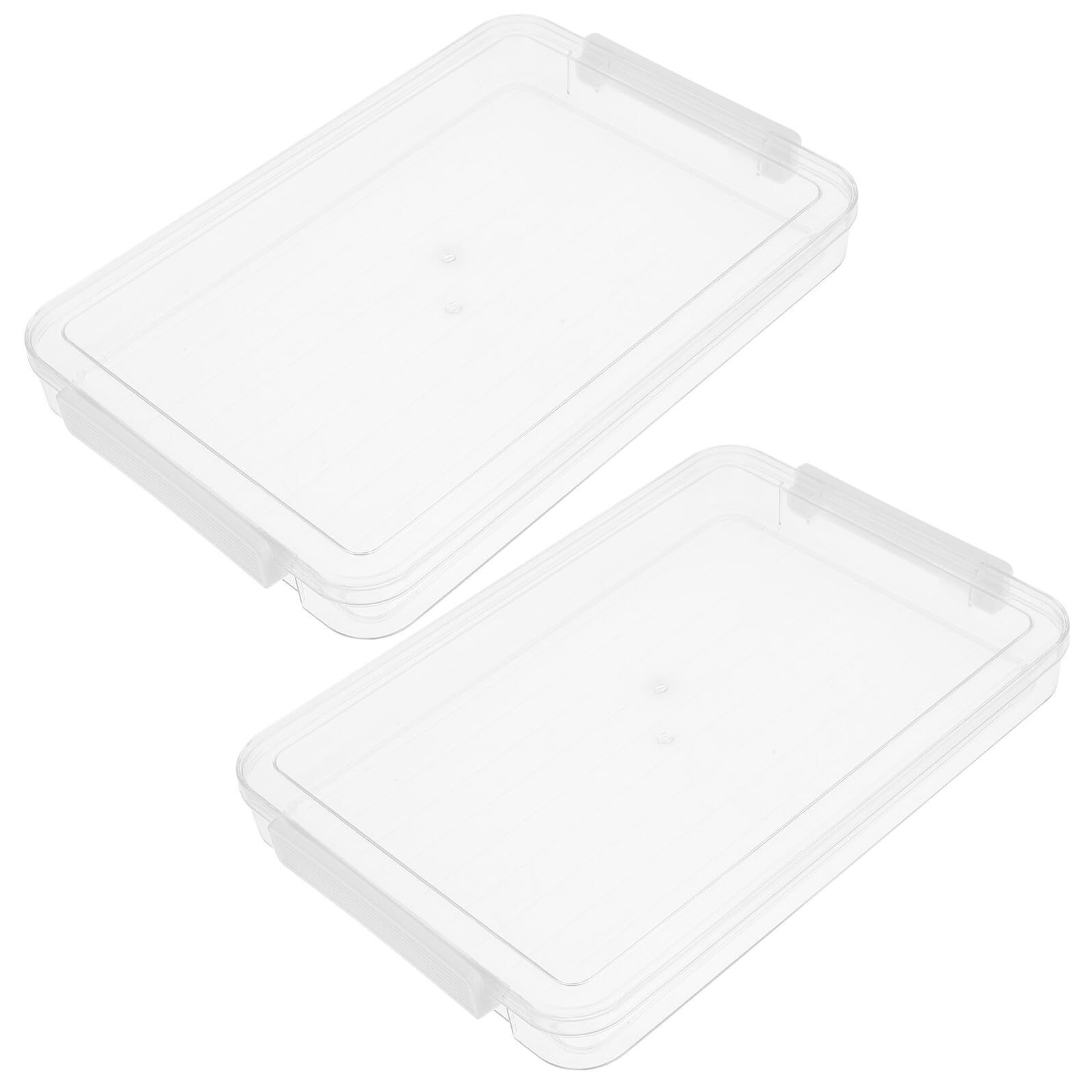 POPETPOP Set 2 Pezzi Scatole Portadocumenti Trasparenti A4 in Pet Coperchio, Design Impilabile, Antipolvere e Antiumidità per Ufficio e Scuola