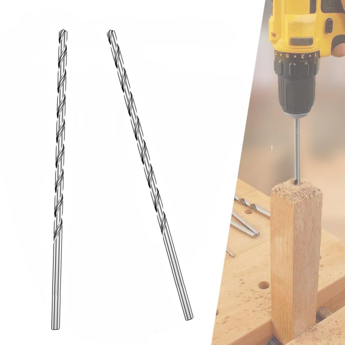 2 PCS 200MM x 5MM Extra Long Hss Drill Bit Set,Twist Drill Bits Straight Shank Tool Drill Bit (5MM)