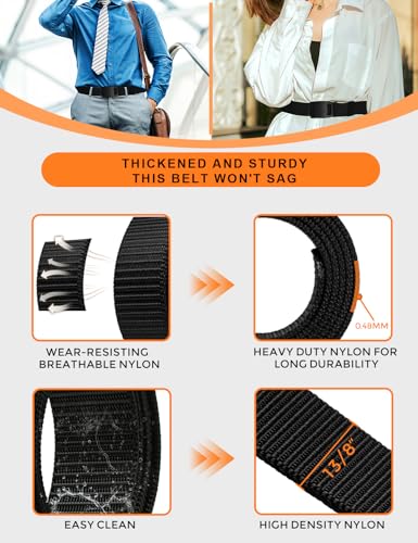 Men's Ratchet Nylon Belt,1 3/8" Mens Fashion Web Belt with Automatic Slide Quick Release Buckle, Trim to Fit4