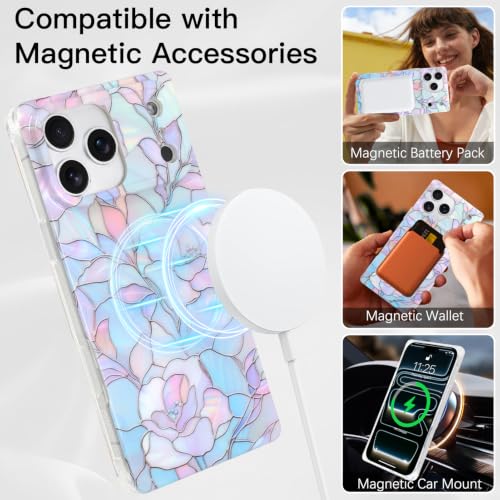 Coque iPhone 17 Pro antichoc Magsafe à motif fleur violette - 3