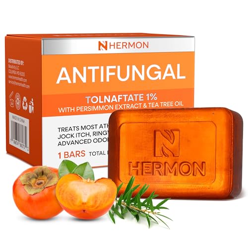Image of Hermon Antifungal Soap with Persimmon Extract: Antifungal Treatment for Ringworm, Jock Itch, & Athlete's Foot - Persimmon Soap for Odor-Control