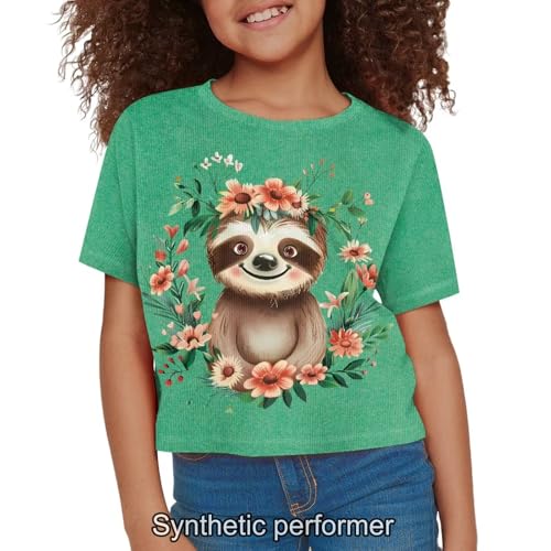 Image of 4th of July Shirt for Girls 7-8 Years US Flag Crop Tops Kids Outfit Independent Day Graphic Tee-