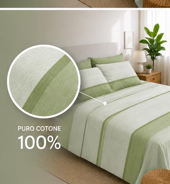 Parure de lit double 100% coton italien haut de gamme Switch vert