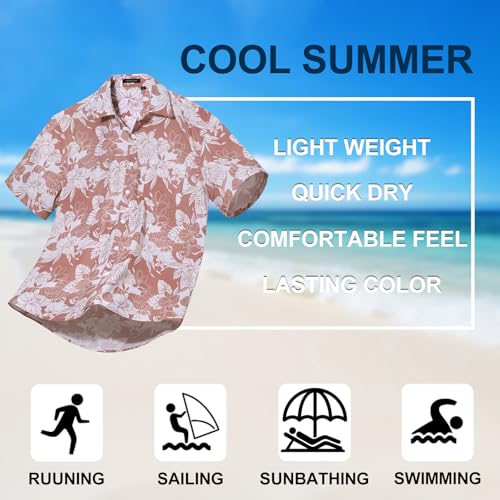 Image of Men's Hawaiian Shirts Short Sleeve Aloha Shirt for Men Casual Button Down Tropical Hawaii Floral Shirt Summer BeachParty
