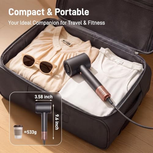 Hair Dryer, High Speed Blow Dryer with Diffuser, 500M Ionic Negative Blow Dryer for Fast Drying, Low Noise & Smart Temperature Control & LED, for All Hair Types, for Home & Travel, Festival Gift - image 8