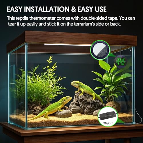 image for QZQ Reptile Tank Thermometer Hygrometer, LED Digital Reptile Thermomet