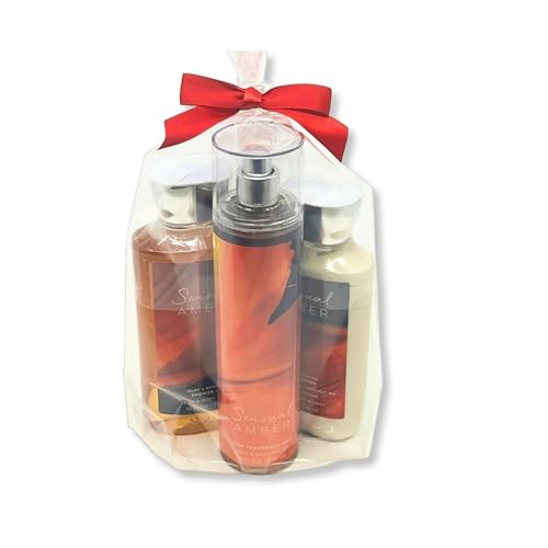 Miniatura 2 de Bath & Body Works Sensual Amber - Paquete de 3 piezas - Paquete de regalo para vacaciones - Gel de ducha de 10 onzas - Bruma de fragancia fina de 8