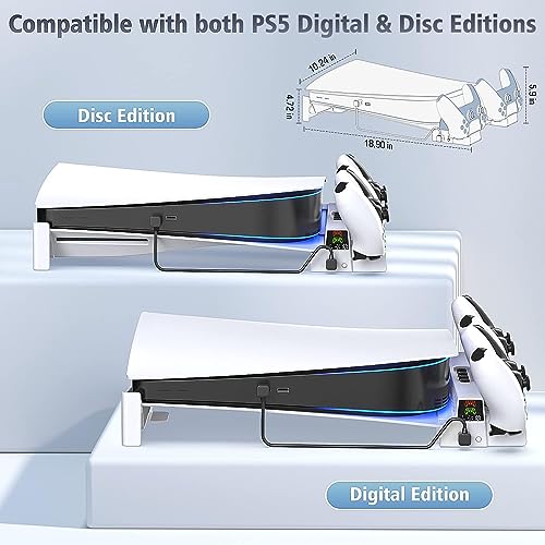 Image of New World for PS5 Horizontal Stand with 3-Level Cooling Fan and PS5 Controller Charger for PS5 Console, PS5 Cooling Station with PS5 Charging Station, Stand Horizontal for PS5 Accessories