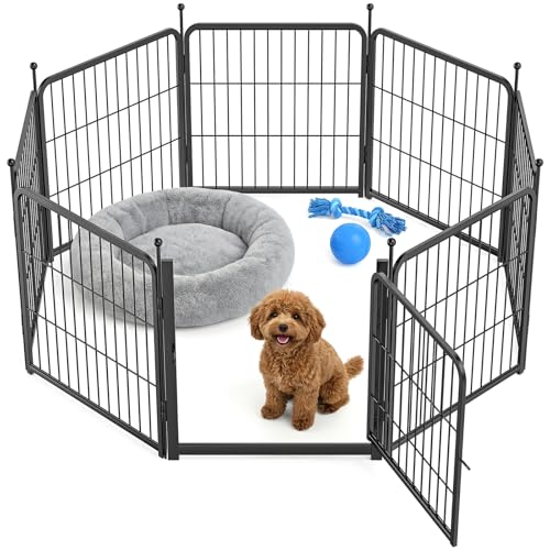 8 Panel Dog Pen High 60cm Puppy Play Pen Indoor/Outdoor Portable Detachable Pet Exercise Playpen Pet Run Enclosures for Puppies Cats Rabbits and Other Animals (56 x 60 cm)