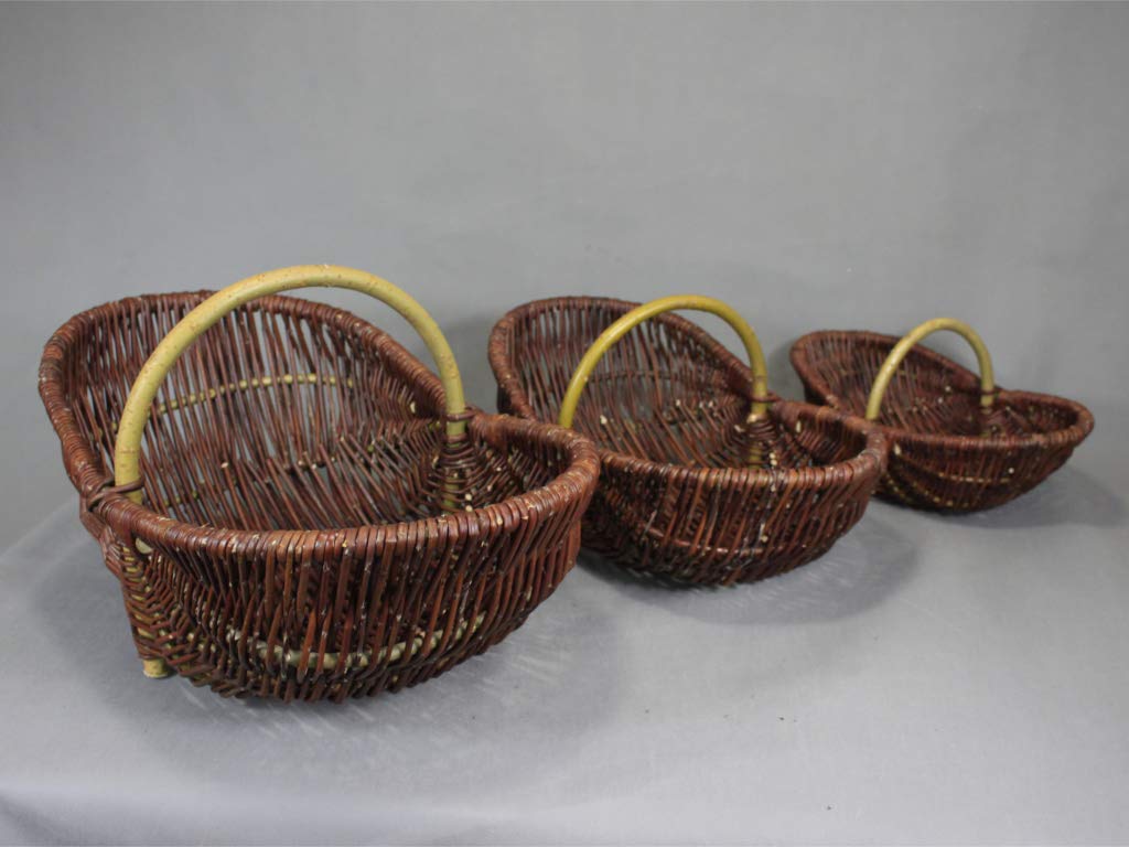 Weidenkorb oval für Ernte, Gemüse und Obst aus ungeschälter, polnischer Flechtweide, handgefertigt, naturbelassen, Größe 36 x 21 x H 10/20 cm