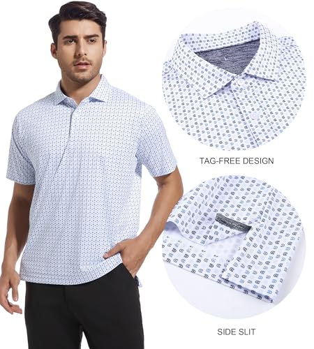 SAMERM Mens Golf Shirts Short Sleeve Dry Fit Performance Moisture Wicking Print Sport Polo Shirts for Men Casual3