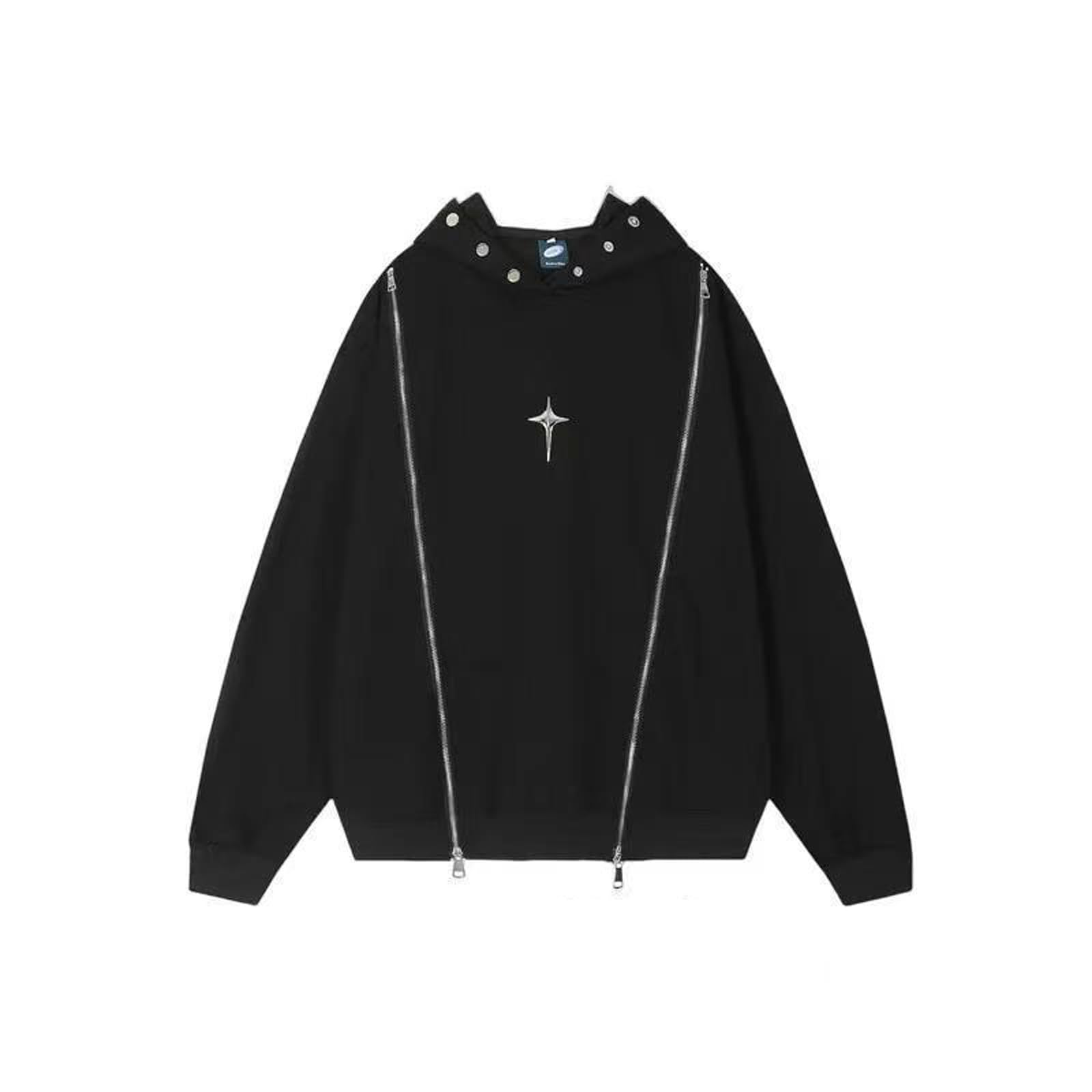 Ethbox Harajuku Women's Gothic Zipper Hoodie Shirt - Y2K Vintage Pattern Hat Couple