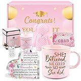 Graduation Gifts for Her, Congratulations Christmas Gifts Basket for Women Girls, She Believed She Could So She Did Coffee Mug Grad Keychain Bear Towel Acrylic Plaque High School College Graduates