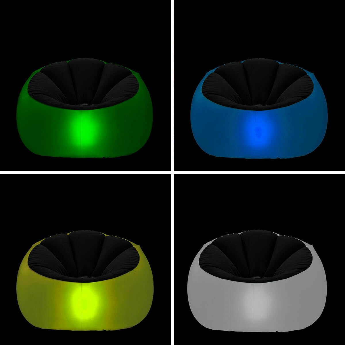 InnovaGoods® Puff Hinchable Exterior + Sillon con LED Multicolor, Resistente al Agua, Incluye Parche de reparación y Mando a Distancia, Sofa Ideal para Camping, Piscina, Interior y jardín