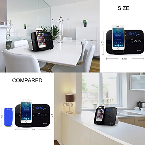 dpnao 5 in 1 iPhone Charger Dock Station with Alarm Clock FM Radio