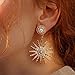 Ymqewq Kenfery Vintage Sun Drop Dangle Earrings Boho Bridal Pearl Stud Earrings Rhinestone Iced Out Sun Pendant Ear Jewelry for Women, Gold