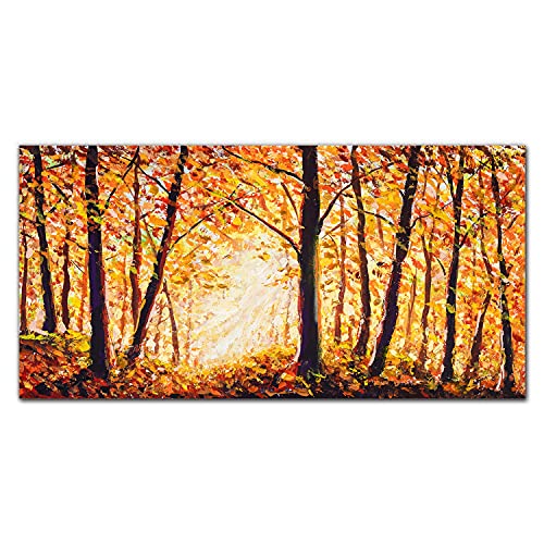 Décoration tableau en verre feuillage d'automne grand format panoramique