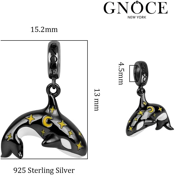 GNOCE Star Killer Whale Charm Pendant Sterling Silver Black Whale Animals Charms Bead Fit Bracelet/Necklace Jewelry Gift for Women Men - Image 6