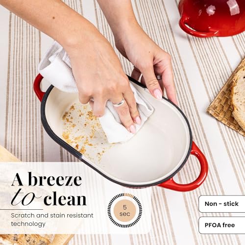 Dutch Oven For Sourdough Bread Baking – Enamelled Cast Iron Bread Loaf Pot – Oven Safe Non Stick Bread Pot – Rectangular, Red, 24cm x 16cm – by Nuovva by nuovva - Image 4