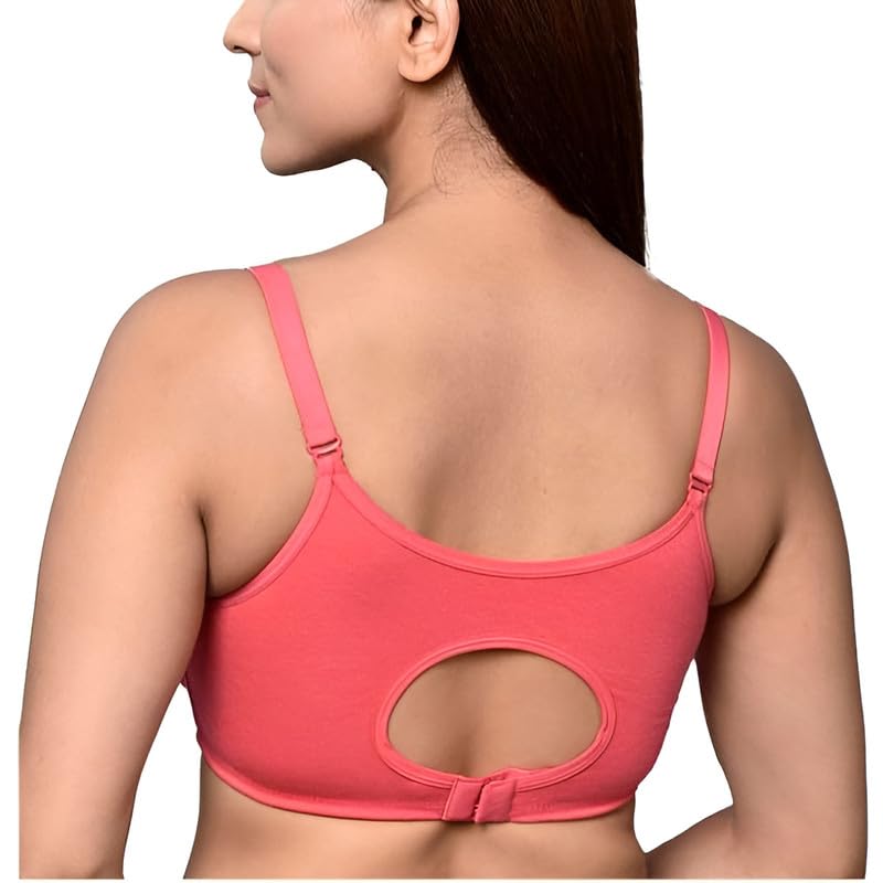 Image of Inner Sense Organic Cotton Bamboo Nursing Bra for Women I Non Padded Feeding Bra with Keyhole Back Design I Wire Free Maternity Innerwear with Full Coverage
