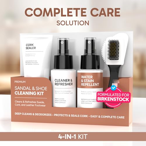 FORTIVO 4-in-1 Sandal and Shoe Cleaning Kit for Birkenstock – Premium Care Kit Safe for Leather, Suede, Nubuck & Cork - Includes Sealer, Protector Spray, Cleaner & Brush by FORTIVO - Used condition - Image 5