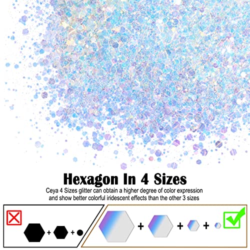 Ceya Magic Opal Glitter, 4.9oz/ 140g Craft Chunky Glitter Powder Mixed Fine Flakes Iridescent Nail Sequins for Nail Art Hair - Image 2