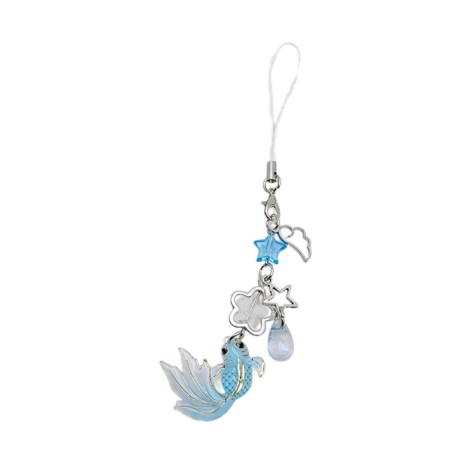 NEWFT Creative Winged Phone Pendant Beaded Keychain Charm Keyring Chain for Bag Purse