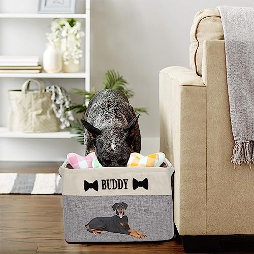 Personalisierbarer Hundespielzeug-Aufbewahrungskorb, faltbar mit dem Namen Ihres Haustiers – rechteckige, individuell gestaltbare Aufbewahrungsbox für Hundespielzeug, Hundemäntel, Kleidung und Decken